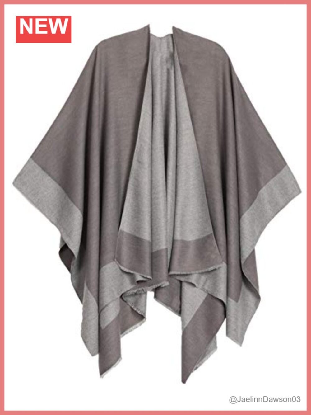 100% Acrylic Reversible Open Front Poncho Shawl Wrap Cape Ruana One Size